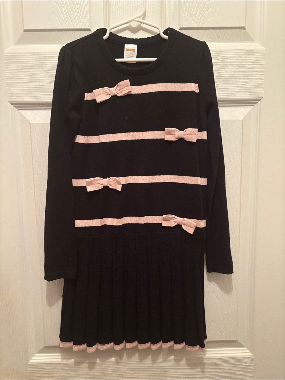 Gymboree Black Dress with Pink Stripe Bows